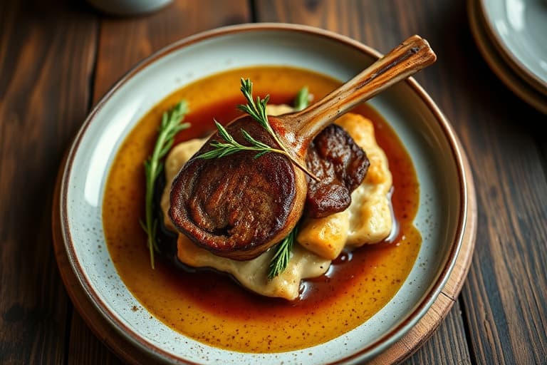 Lamb og rosmarinskiver spiddet på pinne