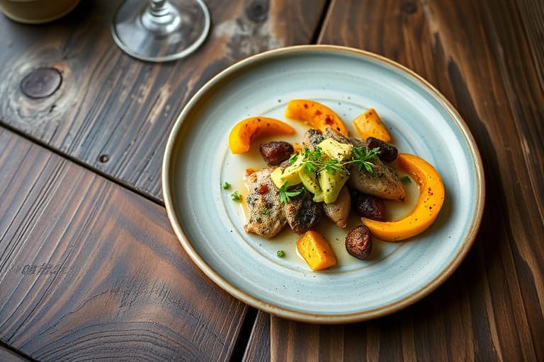 Senegalesk kylling med svarte øyne-bønner og avokado- og squash-røre