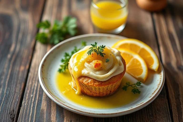 Sitron- og blåbærmuffins med en sitrusglasur