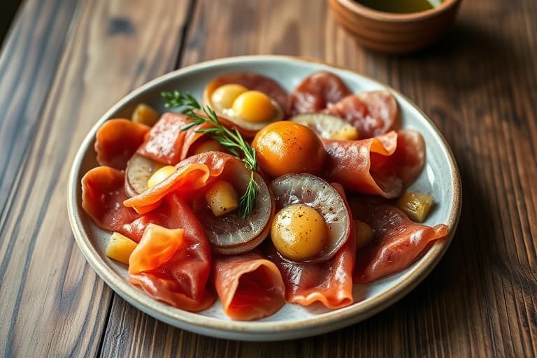 Prosciutto-, Munster- og spisskummenmaisbrødsmørbrød