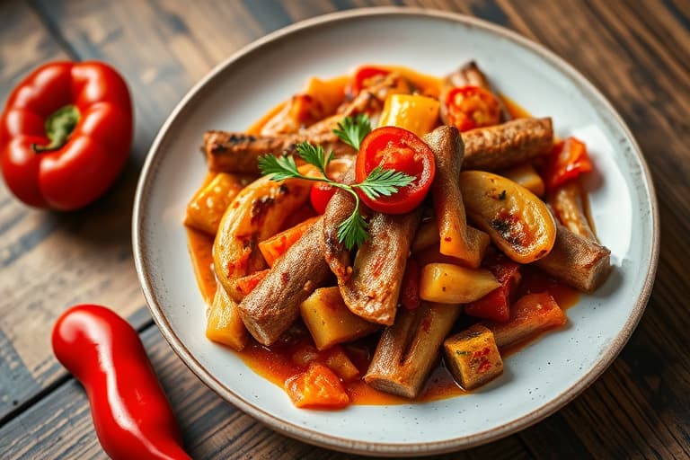 Brokkoli og brokkoli rabe med ovnsbakte røde paprika
