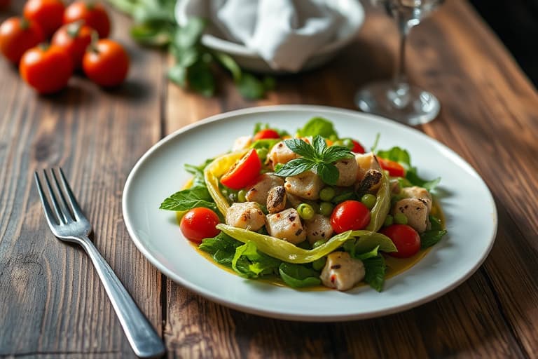 Potetsalat med grønne bønner og cherrytomater