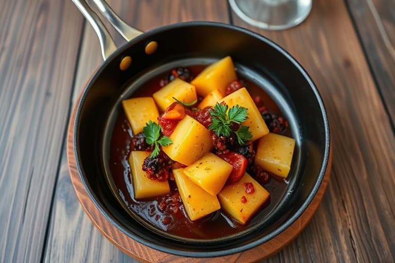 Reker og vannmelon på stekepanne