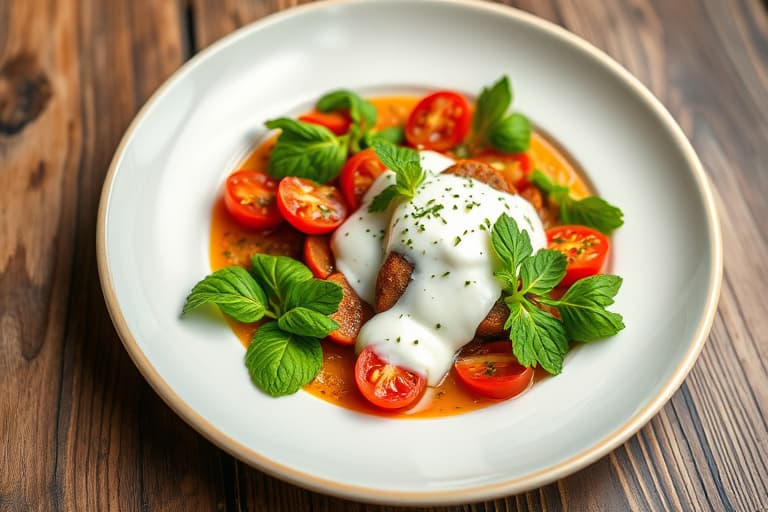 Chorizo, tomat og kikerter med yoghurt