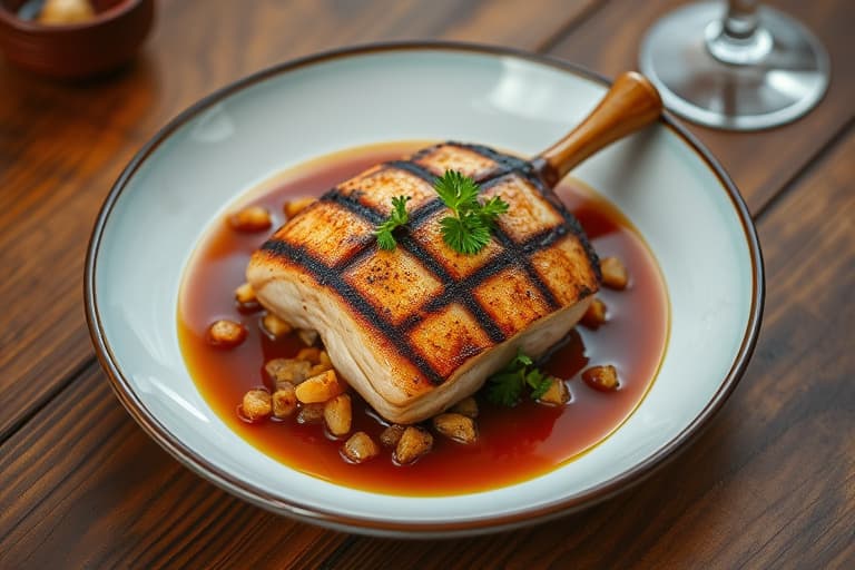 Grillede kamskjell med grønnsaker og hoisin-appelsinsaus