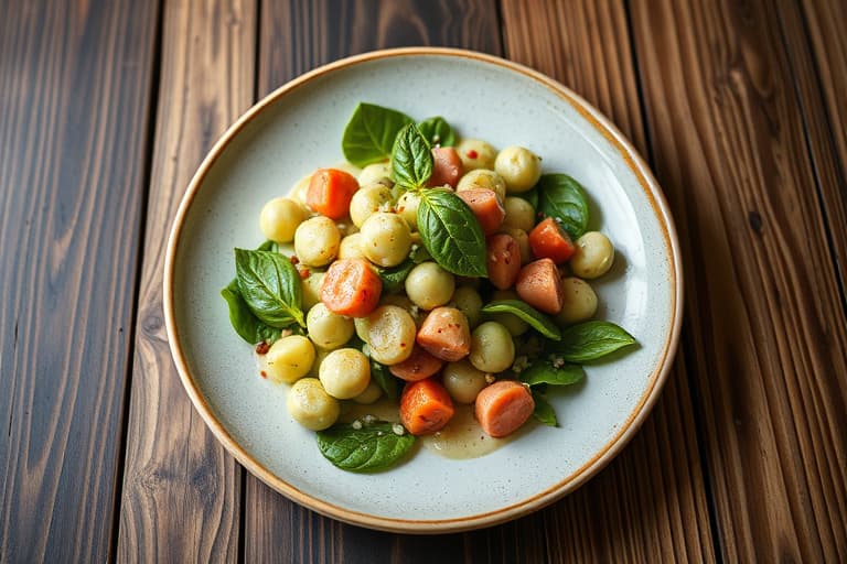 Fava- og ertesalat med valmuefrødressing