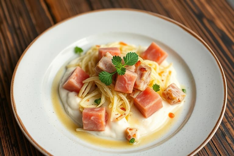 Crème fraîche-potetsalat med lakserogn, grønnkålsslaw og røkt laks