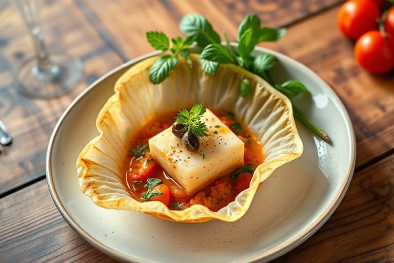 Sole i papillote med tomater og oliven