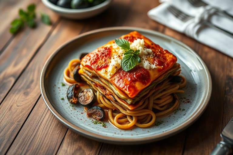 Gresk-inspirert lam- og aubergine-lasagne