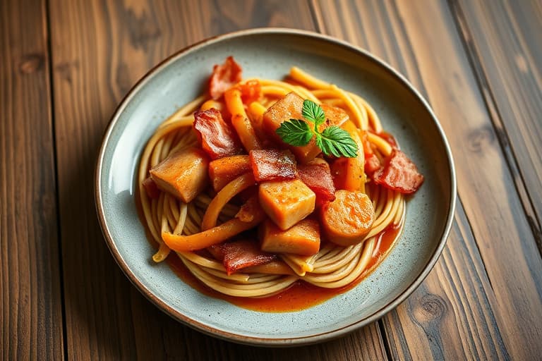 Tomatsuppe med bacon og kamskjell