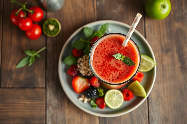 Bær-, rødbete-, mynte-, lime- og chiafrø-smoothie