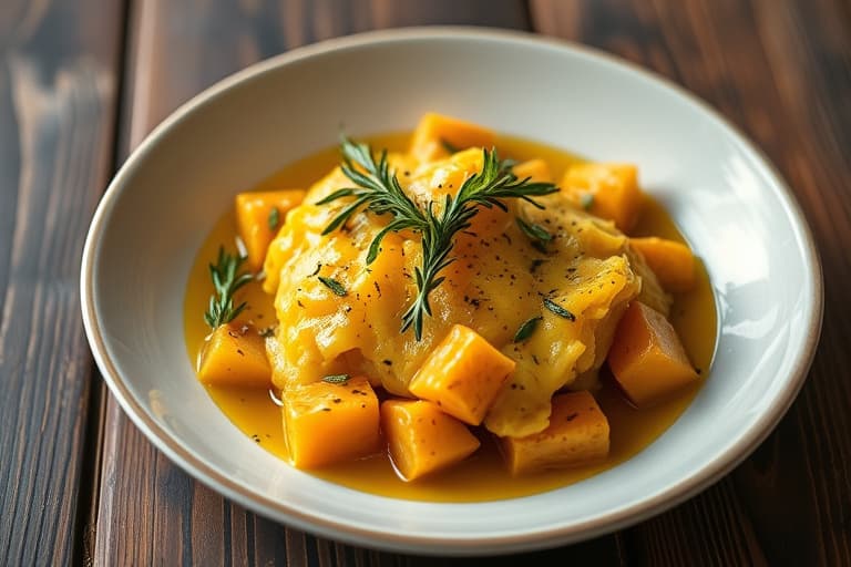 Butternut squashgrateng med rosmarinsmuler