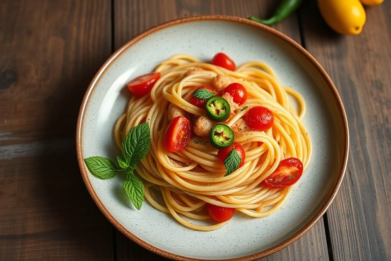 Soltørket tomat, hvitløk og jalapeñopasta