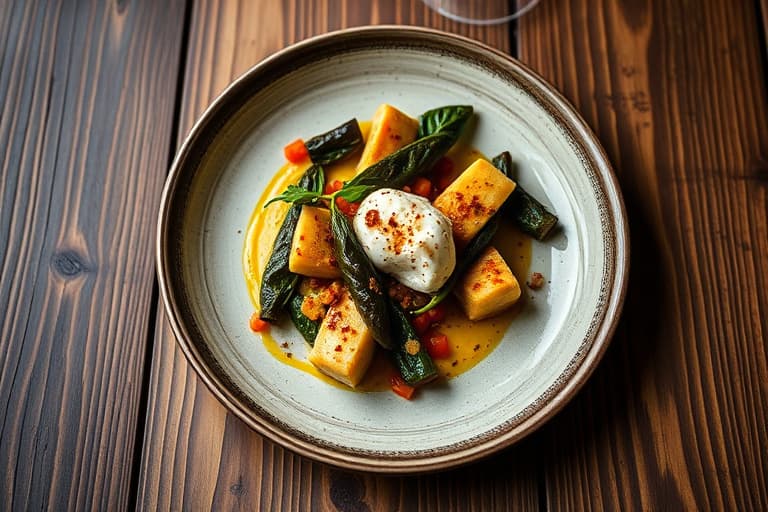 Urte-ricotta og ovnsbakte poblanos på endive