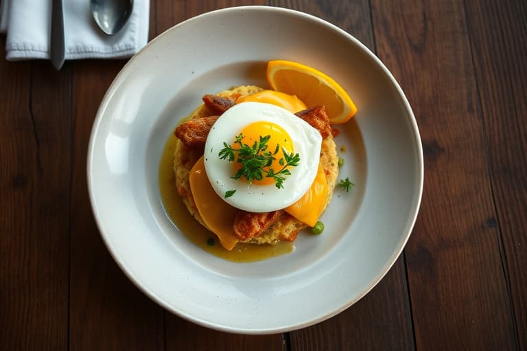 Dobbeltlaks og søtpotet-hash med posjerte egg