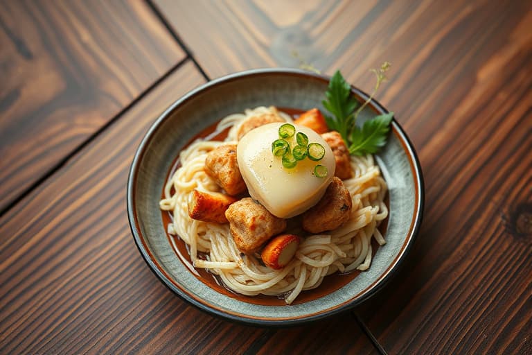 Koreansk risbolle med biff, asparges og speilegg