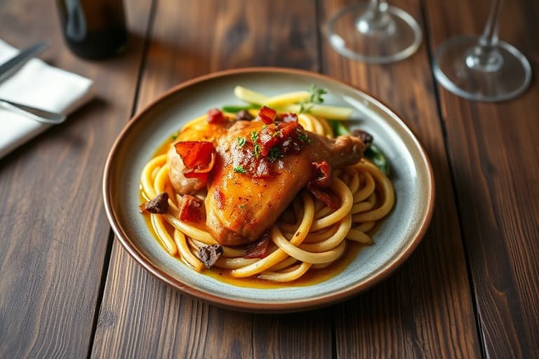 Stekte kamskjell med mynte, erter og bacon