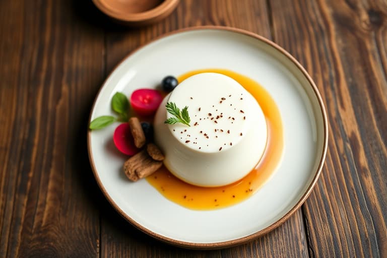 Hvit sjokolademousse med mørk sjokoladesaus