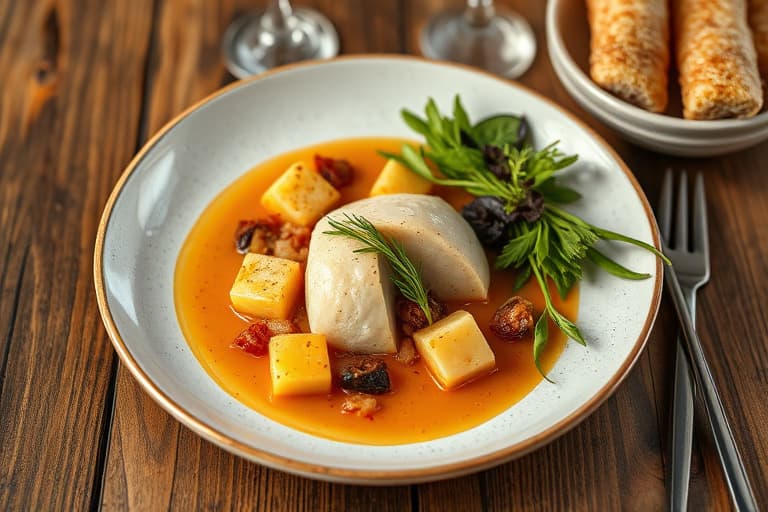 Blodige Mary-suppeskudd med reker og syltegrønnsaker