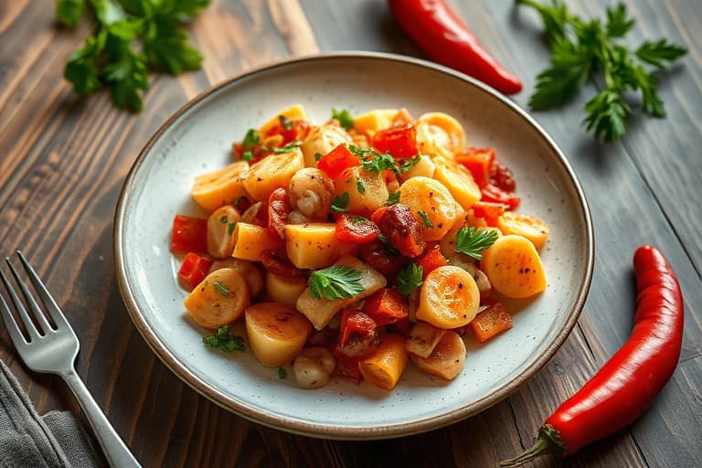 Kyllingsalat med ovnsbakte røde paprika