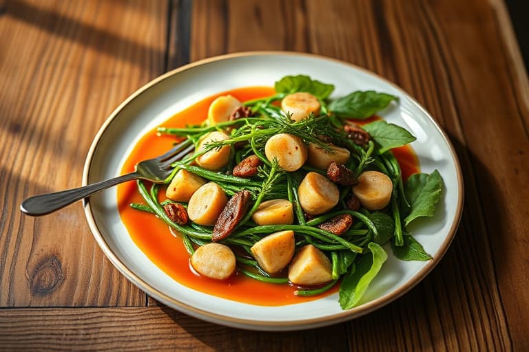 Quinoasalat med kikerter og spinat, servert med røkt paprikadressing