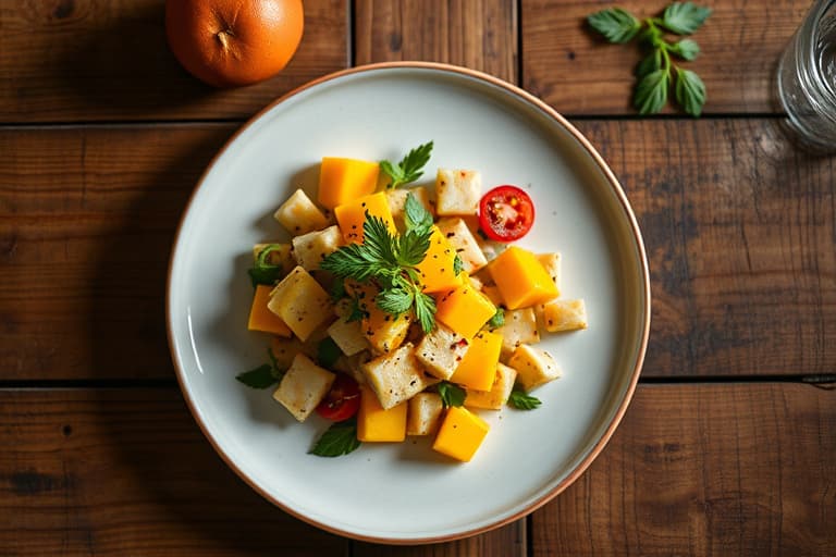 Mango- og jicamahakket salat