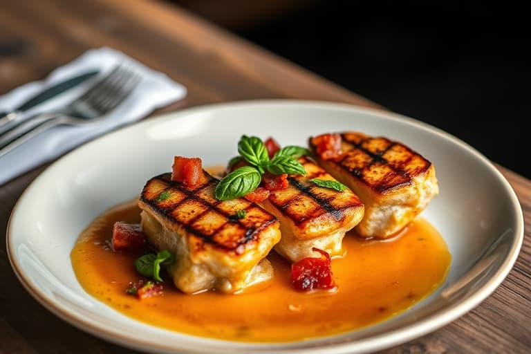 Grillede kamskjell med basilikum- og bacon-salsa