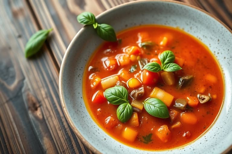 Kald tomat- og basilikumsuppe