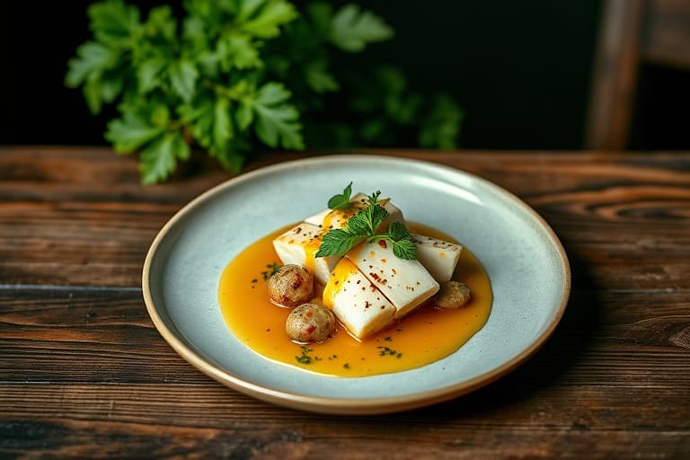 Pistasj-omnettet tofu med ponzusaus