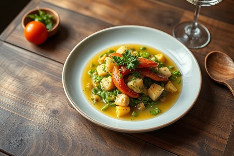 Vill-sopp- og grønnbønnesalat med geitost