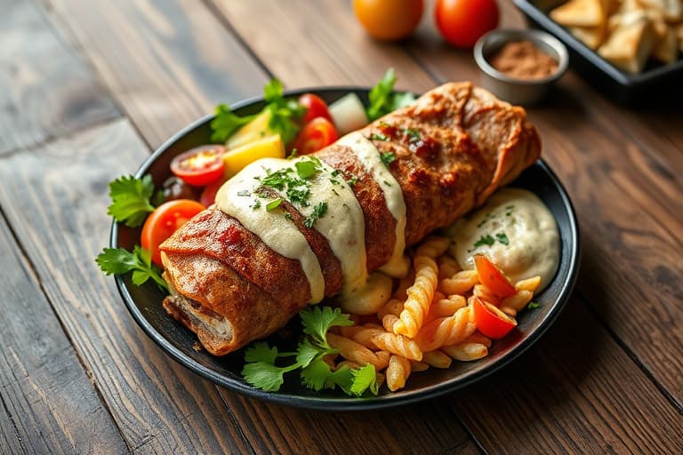 Tyrkisk shawarma med tomatrelish og tahinisaus