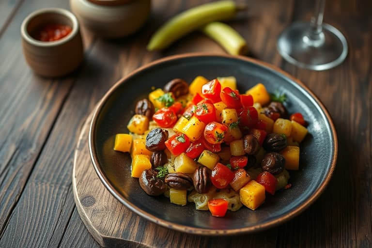 Svartøyede erter, ananas og rød peppersalat