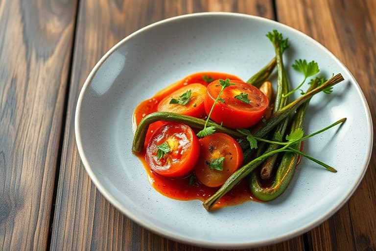 Grillet tomat, mais og okra