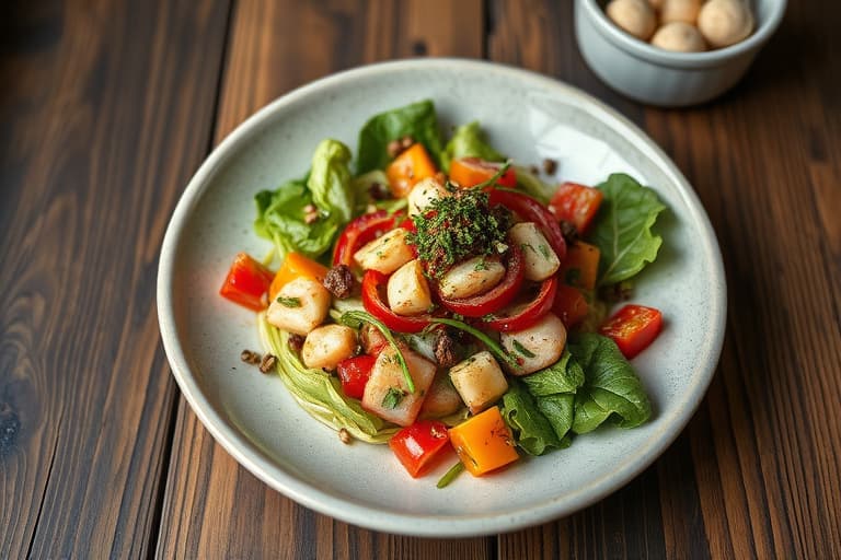 Kjettisalat med asiatisk pære og endiv med membrillo-vinaigrette