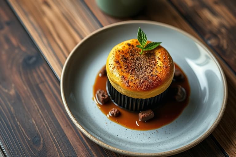 Melkesjokoladesoufflé med nougatskum