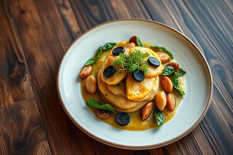 Leek- og potetgalette med pistasjskorpe