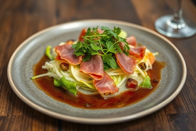 Frisée- og morelragoût med prosciutto