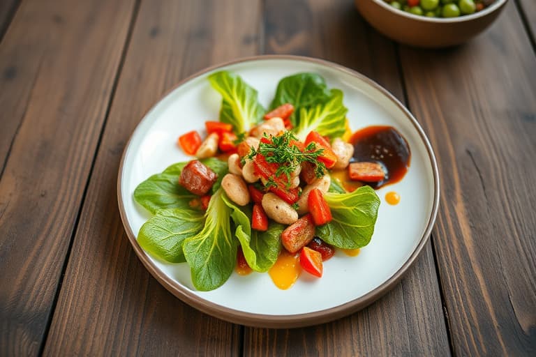 Hjerter av romaine med ovnsbakte paprika og Cabrales-dressing