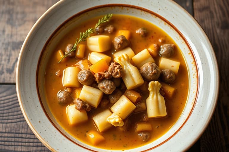 Kål, cannellini-bønner og pølse: Suppe med grønnkål, hvite bønner og pølse