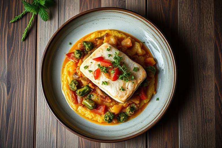 Tilapia og potetmos med pancetta- og salviebrødsmuler