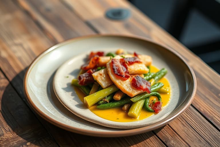 Ristet asparges med geitost og bacon