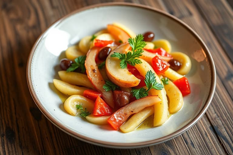 Appelsin-, reddik- og olivensalat