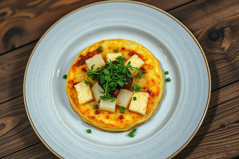 Vill-soppfrittata med cheddar, vårløk og erter