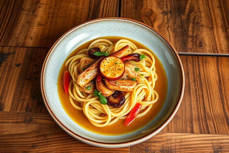 Linguine med reker og kamskjell i thailandsk grønn karrysauce