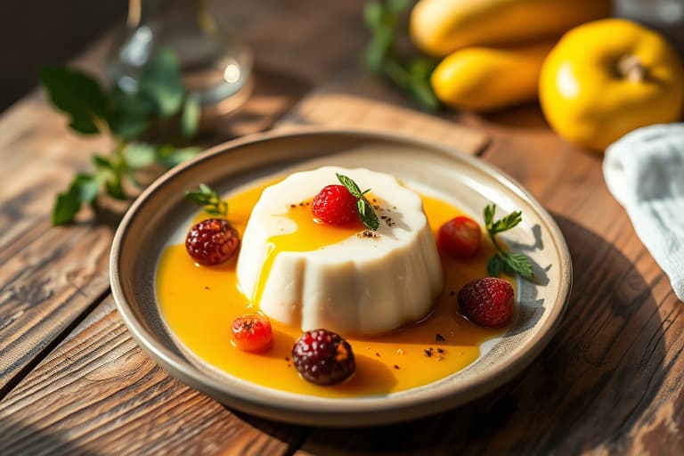 Kulturmelk panna cotta med aprikos og kandisert fennikel