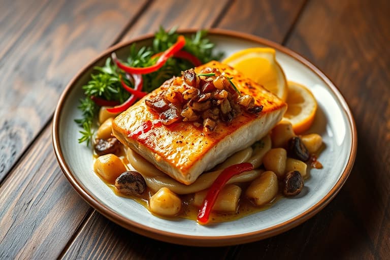 Bakte kamskjell med urtedekket brødsmule topping