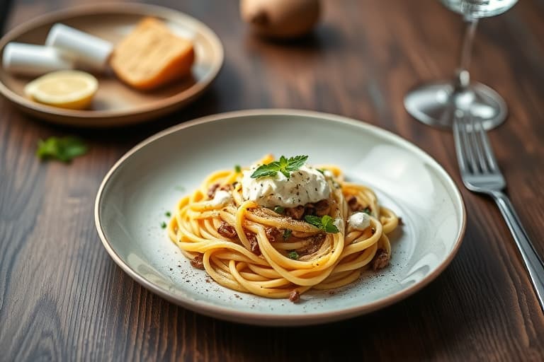 Fettuccine med gresskar, shiitakesopp og mascarpone