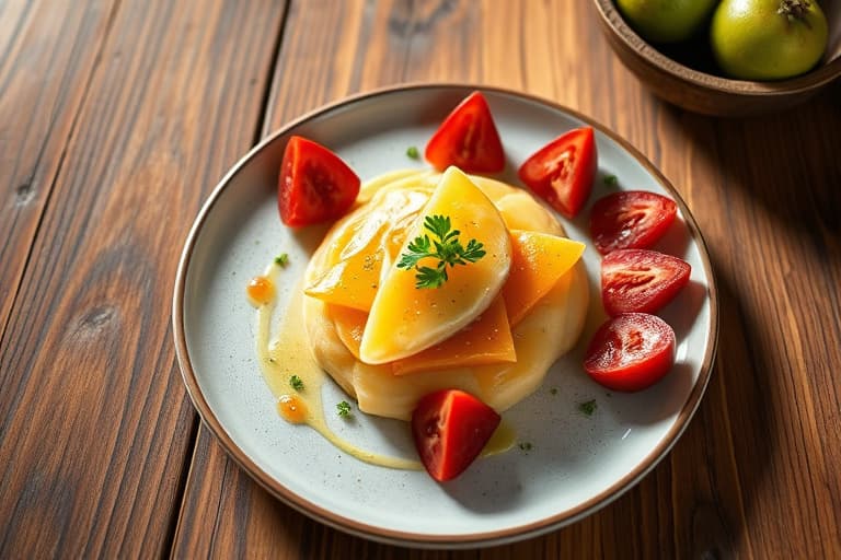 Guava- og Manchego-Phyllo-poser med pasjonsfrukt-sirup