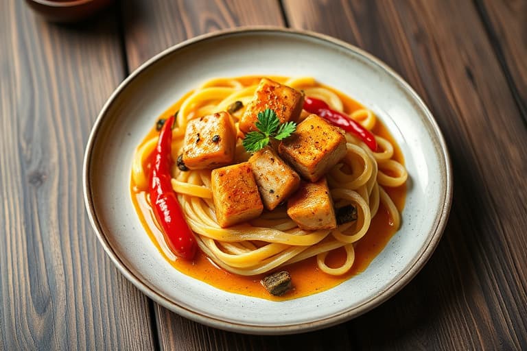 Kraftig kokt kylling med sopp og fersk chili