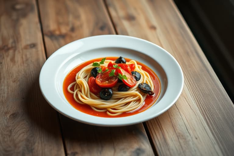 Linguine med tomat- og purreløksaus